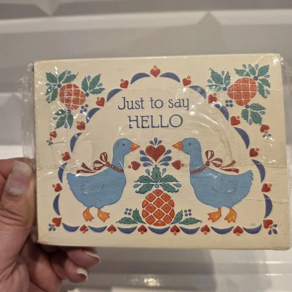 12-Current Country Folk Art Greeting Cards Ducks Pineapples 